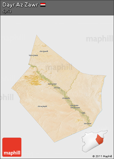 Satellite 3D Map of Dayr Az Zawr, single color outside