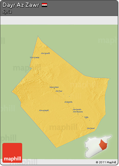 Savanna Style 3D Map of Dayr Az Zawr, single color outside