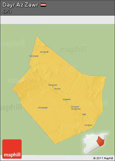 Savanna Style 3D Map of Dayr Az Zawr, single color outside