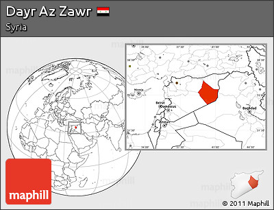 Blank Location Map of Dayr Az Zawr, within the entire country