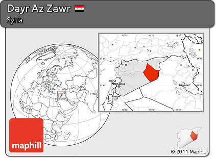 Blank Location Map of Dayr Az Zawr, highlighted country