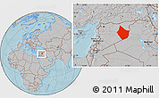 Gray Location Map of Dayr Az Zawr, within the entire country, hill shading