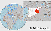 Gray Location Map of Dayr Az Zawr, highlighted country, hill shading