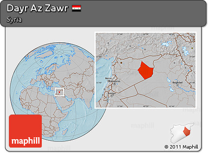 Gray Location Map of Dayr Az Zawr, hill shading