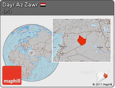 Gray Location Map of Dayr Az Zawr, hill shading