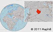 Gray Location Map of Dayr Az Zawr, hill shading