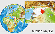 Physical Location Map of Dayr Az Zawr, highlighted country, within the entire country