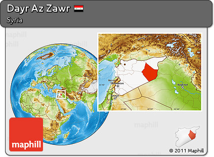 Physical Location Map of Dayr Az Zawr, highlighted country