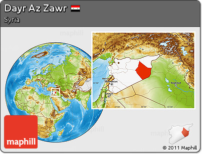 Physical Location Map of Dayr Az Zawr, highlighted country