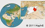 Satellite Location Map of Dayr Az Zawr, highlighted country, within the entire country