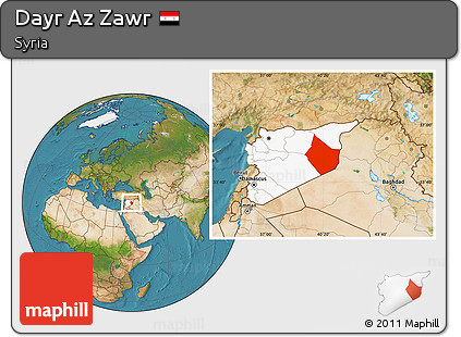 Satellite Location Map of Dayr Az Zawr, highlighted country