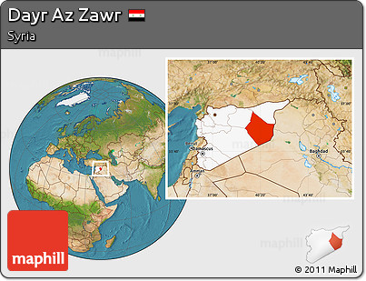 Satellite Location Map of Dayr Az Zawr, highlighted country