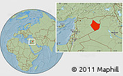 Savanna Style Location Map of Dayr Az Zawr, within the entire country, hill shading