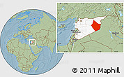 Savanna Style Location Map of Dayr Az Zawr, highlighted country, within the entire country, hill shading