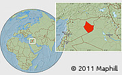 Savanna Style Location Map of Dayr Az Zawr, hill shading