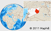 Shaded Relief Location Map of Dayr Az Zawr, highlighted country