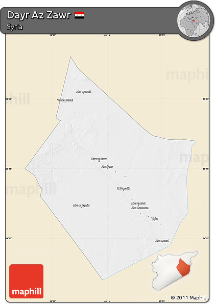 Classic Style Map of Dayr Az Zawr, single color outside
