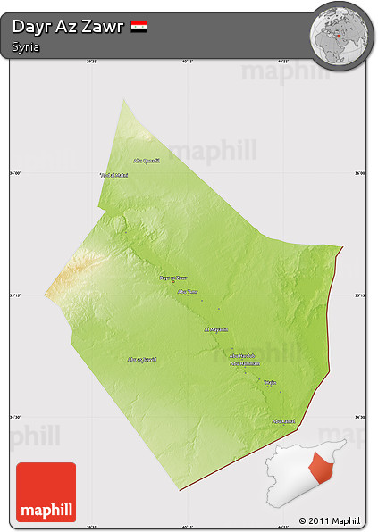 Physical Map of Dayr Az Zawr, cropped outside