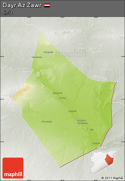 Physical Map of Dayr Az Zawr, lighten, semi-desaturated