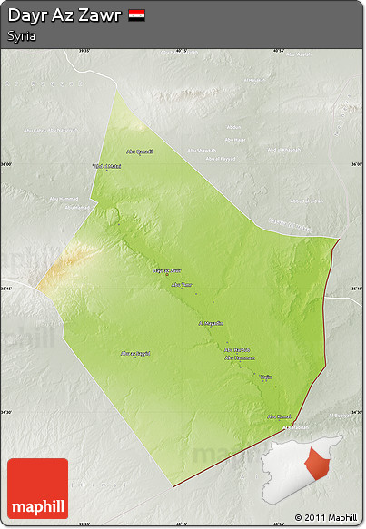 Physical Map of Dayr Az Zawr, lighten, semi-desaturated