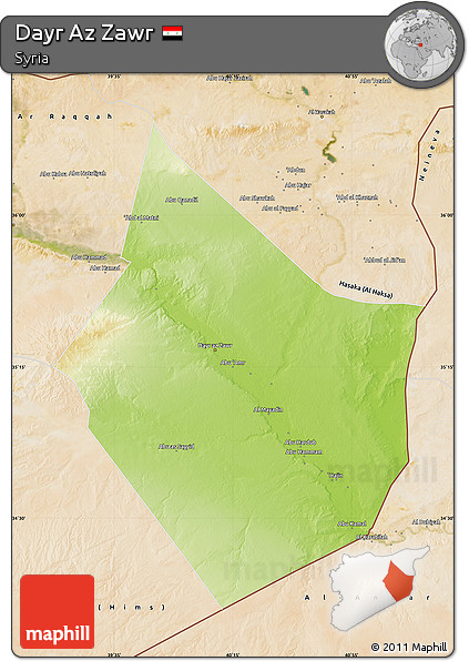 Physical Map of Dayr Az Zawr, satellite outside