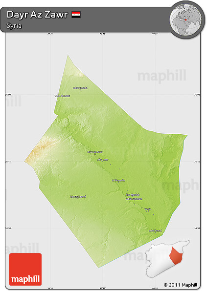 Physical Map of Dayr Az Zawr, single color outside