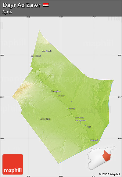Physical Map of Dayr Az Zawr, single color outside