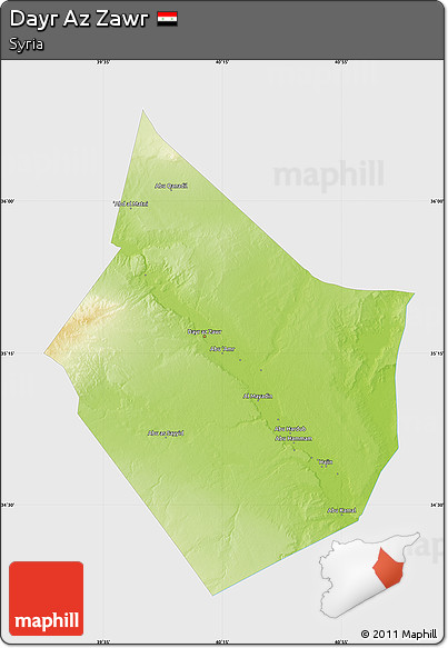 Physical Map of Dayr Az Zawr, single color outside