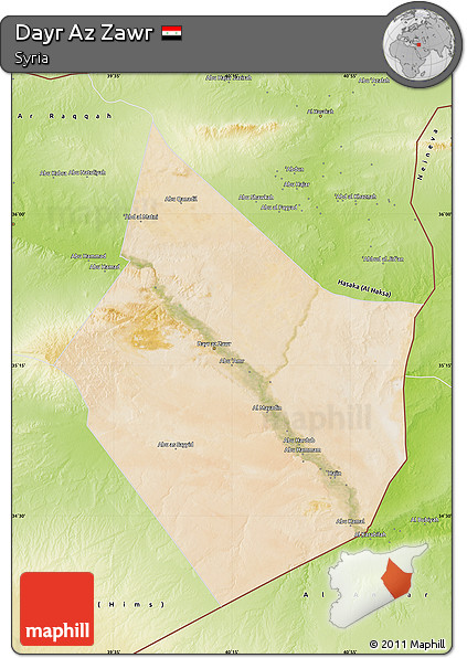 Satellite Map of Dayr Az Zawr, physical outside