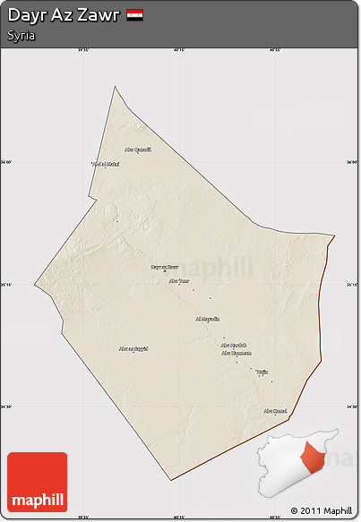 Shaded Relief Map of Dayr Az Zawr, cropped outside