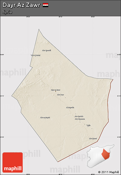 Shaded Relief Map of Dayr Az Zawr, cropped outside