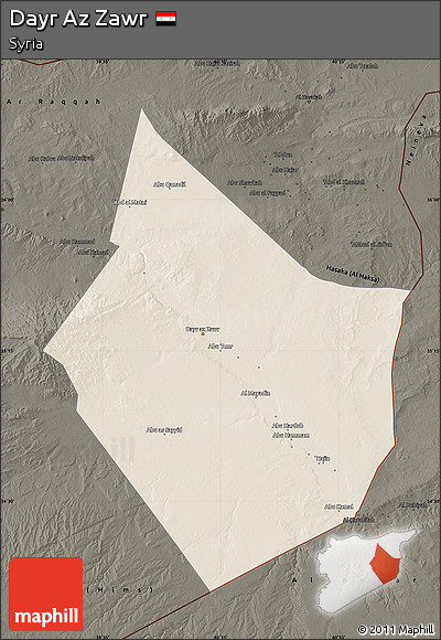 Shaded Relief Map of Dayr Az Zawr, darken