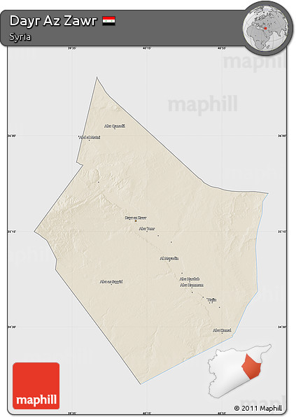 Shaded Relief Map of Dayr Az Zawr, single color outside