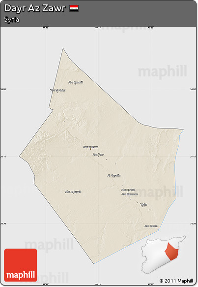 Shaded Relief Map of Dayr Az Zawr, single color outside