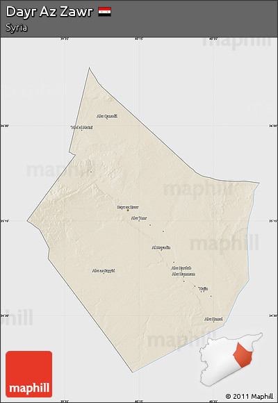 Shaded Relief Map of Dayr Az Zawr, single color outside