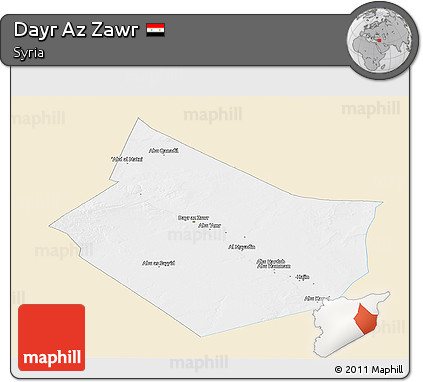 Classic Style Panoramic Map of Dayr Az Zawr, single color outside