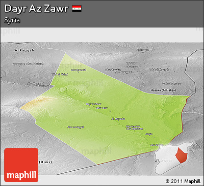 Physical Panoramic Map of Dayr Az Zawr, desaturated