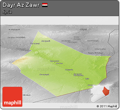 Physical Panoramic Map of Dayr Az Zawr, desaturated