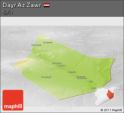 Physical Panoramic Map of Dayr Az Zawr, lighten, desaturated