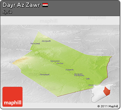 Physical Panoramic Map of Dayr Az Zawr, lighten, desaturated