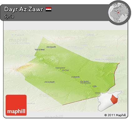 Physical Panoramic Map of Dayr Az Zawr, lighten