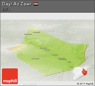Physical Panoramic Map of Dayr Az Zawr, lighten, semi-desaturated