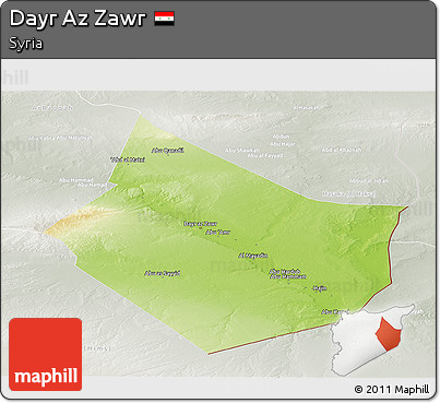 Physical Panoramic Map of Dayr Az Zawr, lighten, semi-desaturated