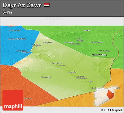 Physical Panoramic Map of Dayr Az Zawr, political outside