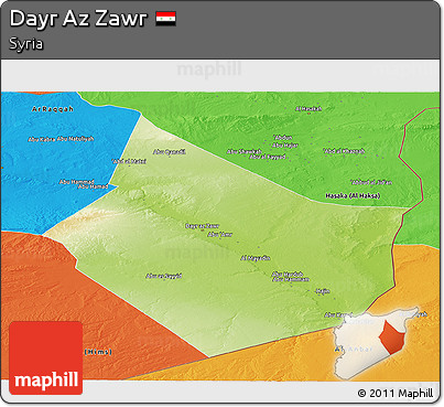 Physical Panoramic Map of Dayr Az Zawr, political outside