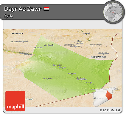 Physical Panoramic Map of Dayr Az Zawr, satellite outside