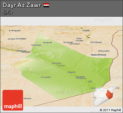 Physical Panoramic Map of Dayr Az Zawr, satellite outside