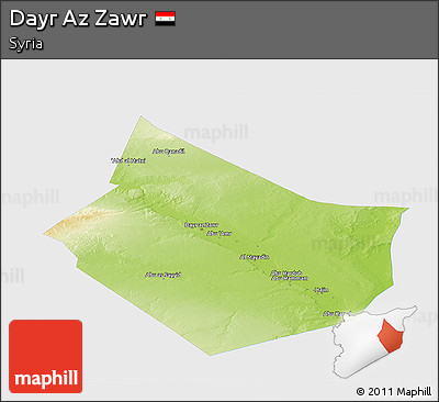 Physical Panoramic Map of Dayr Az Zawr, single color outside