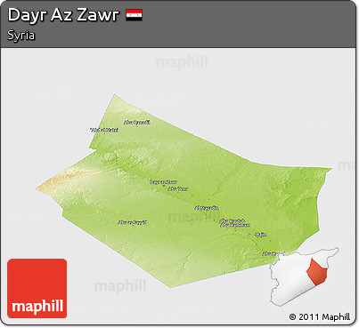 Physical Panoramic Map of Dayr Az Zawr, single color outside