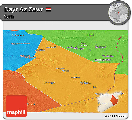 Political Panoramic Map of Dayr Az Zawr